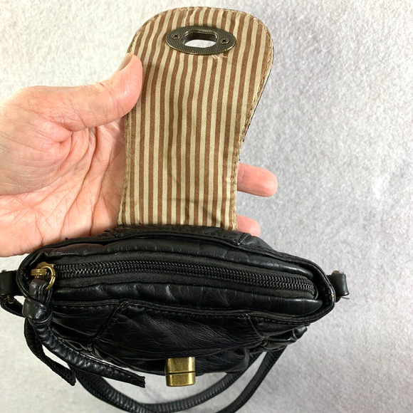 Womens Y2K Micro Purse Black Soft Vegan Leather Crossbody Option Side Pockets - Picture 7 of 16